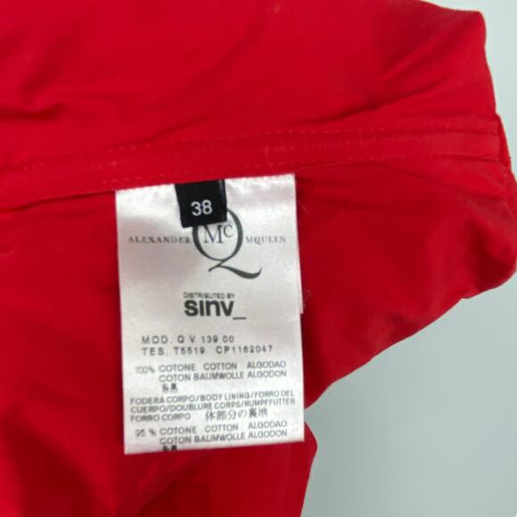 Alexander McQueen Red Floral Brocade Strapless Corset Mini Dress Size 38 US2 - Picture 5 of 7